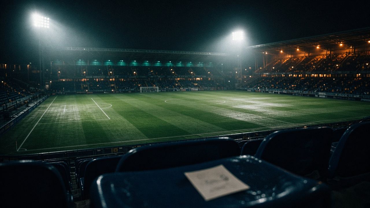 Gece stadyumu ve tribün ışıkları